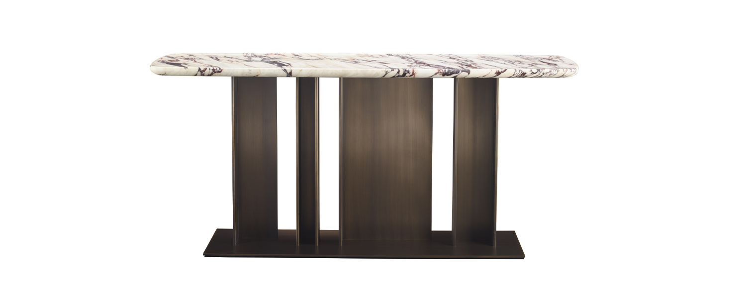 /mediaNila边桌配有青铜底座和实木桌面，属于Promemoria%20Indigo%20Tales系列%20|%20Promemoria