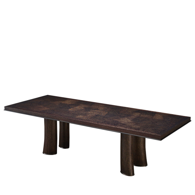 Andalù is a wooden dining table with bronze profile and feet, from Promemoria's catalogue | Promemoria