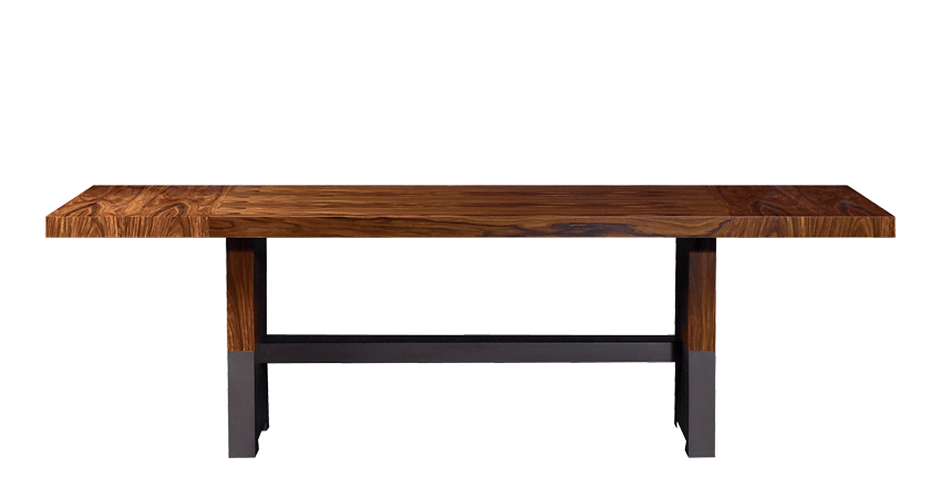 Bamboo è un tavolo da pranzo in legno con base in bronzo, del catalogo di Promemoria | Promemoria