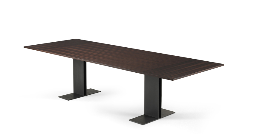 Manfred is a bronze dining table available with marble or inlaid wood top, from Promemoria's Fairy Tales collection | Promemoria