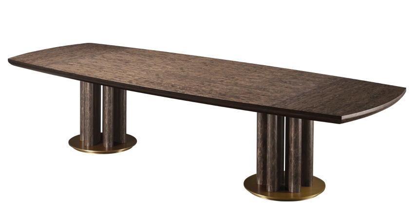 Orazio is a wooden and bronze dining table, from Promemoria's Amaranthine Tales collection | Promemoria
