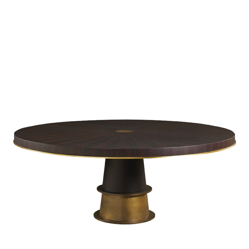 Tornasole è un tavolo da pranzo disponibile in diverse dimensioni che può essere in legno, marmo o onice con decorazioni e dettagli in bronzo, del catalogo di Promemoria | Promemoria