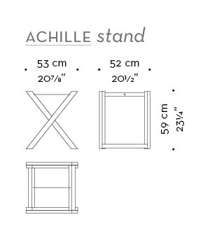 Dimensions of Achille stand, a folding wooden small table with a tray from Promemoria's catalogue | Promemoria