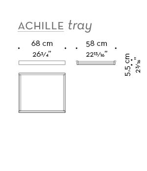 Dimensioni del vassoio rimovibile di Achille, tavolino pighevole in legno, del catalogo di Promemoria | Promemoria