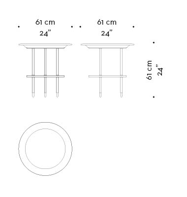 Dimensions of Alì Babà, a bronze small table with leather tray and feet, from Promemoria's Fairy Tales collection | Promemoria