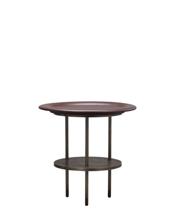 Alì Babà is a bronze small table with leather tray and feet, from Promemoria's Fairy Tales collection | Promemoria