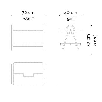Dimensions of Atlantique, a bronze small table with leather top, from Promemoria's Capsule Collection by Olivier Gagnère | Promemoria