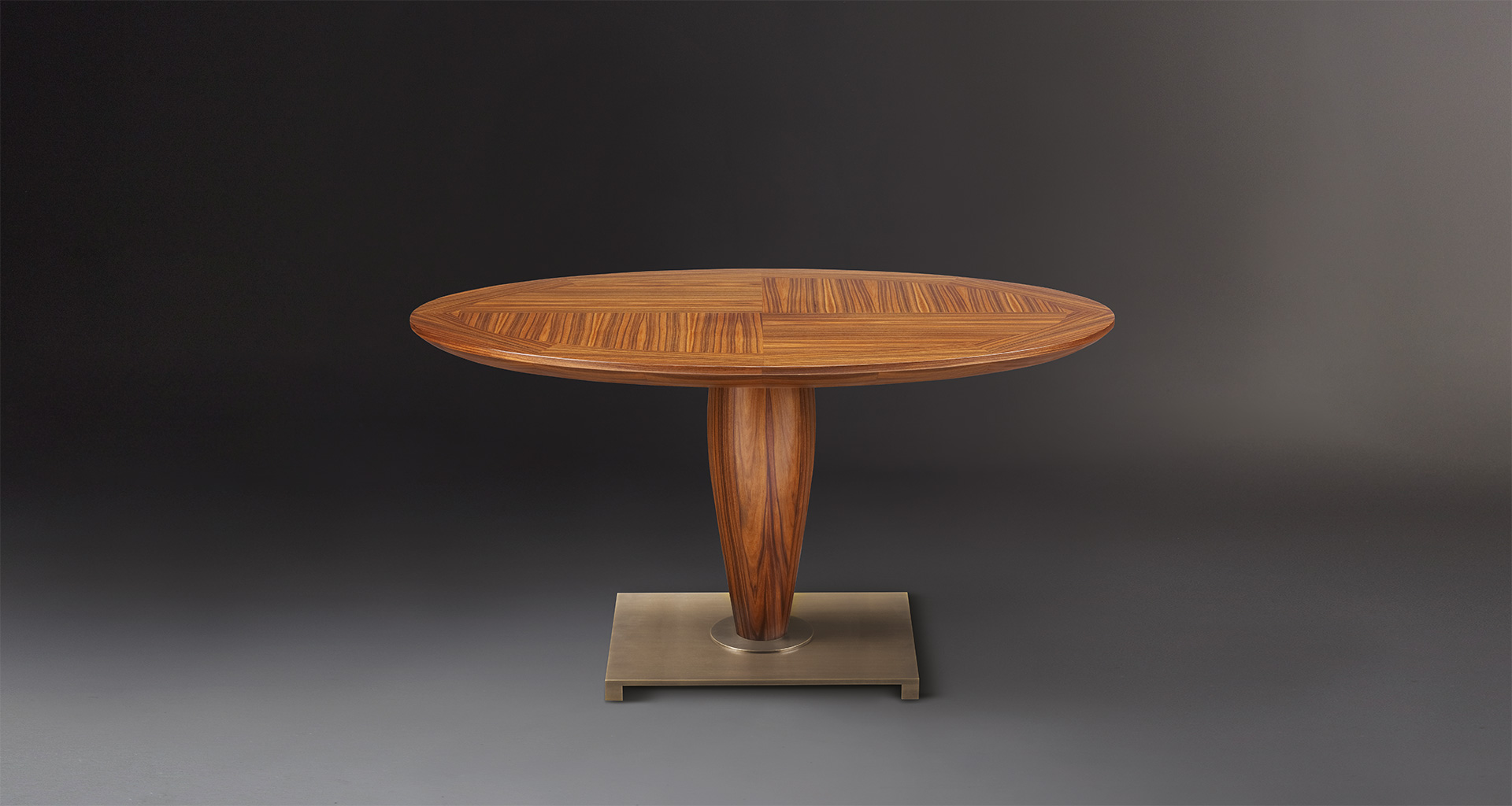 Bassano is a wooden small table with a bronze base from Promemoria's catalogue | Promemoria