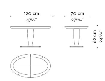 Dimensions of Bassano, a wooden small table with a bronze base from Promemoria's catalogue | Promemoria
