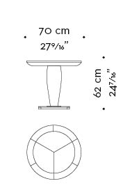 Dimensions of Bassano, a wooden small table with a bronze base from Promemoria's catalogue | Promemoria
