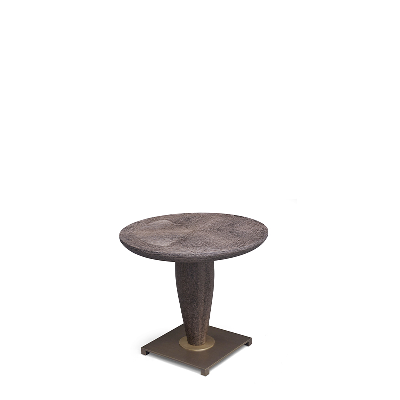 Bassano is a wooden small table with a bronze base from Promemoria's catalogue | Promemoria