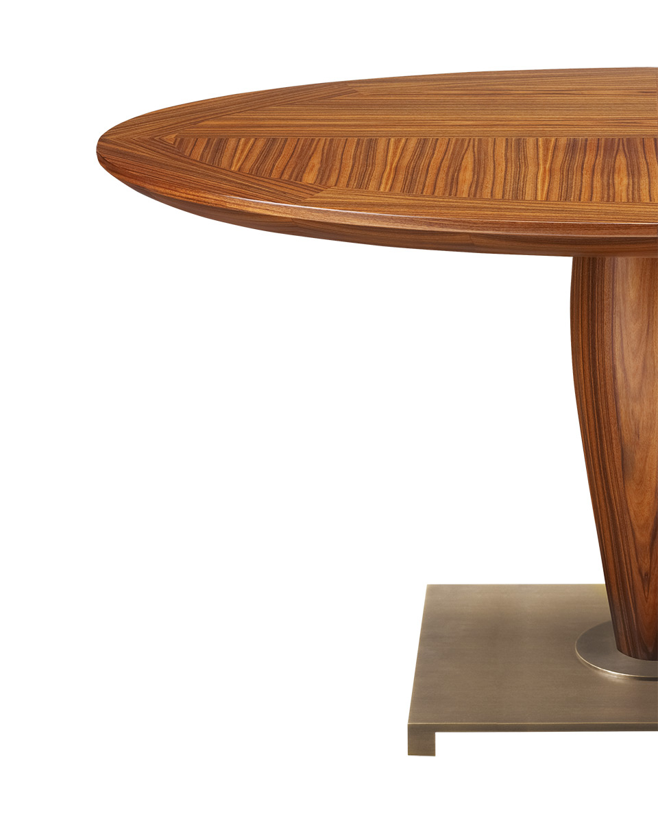 Detail of Bassano, a wooden small table with a bronze base from Promemoria's catalogue | Promemoria