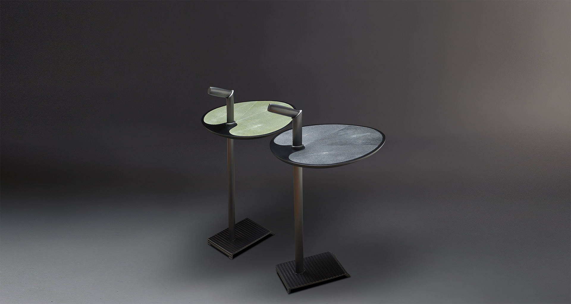 Bip Bip is a bronze small table with bronze, leather or galuchat, from Promemoria's catalogue | Promemoria