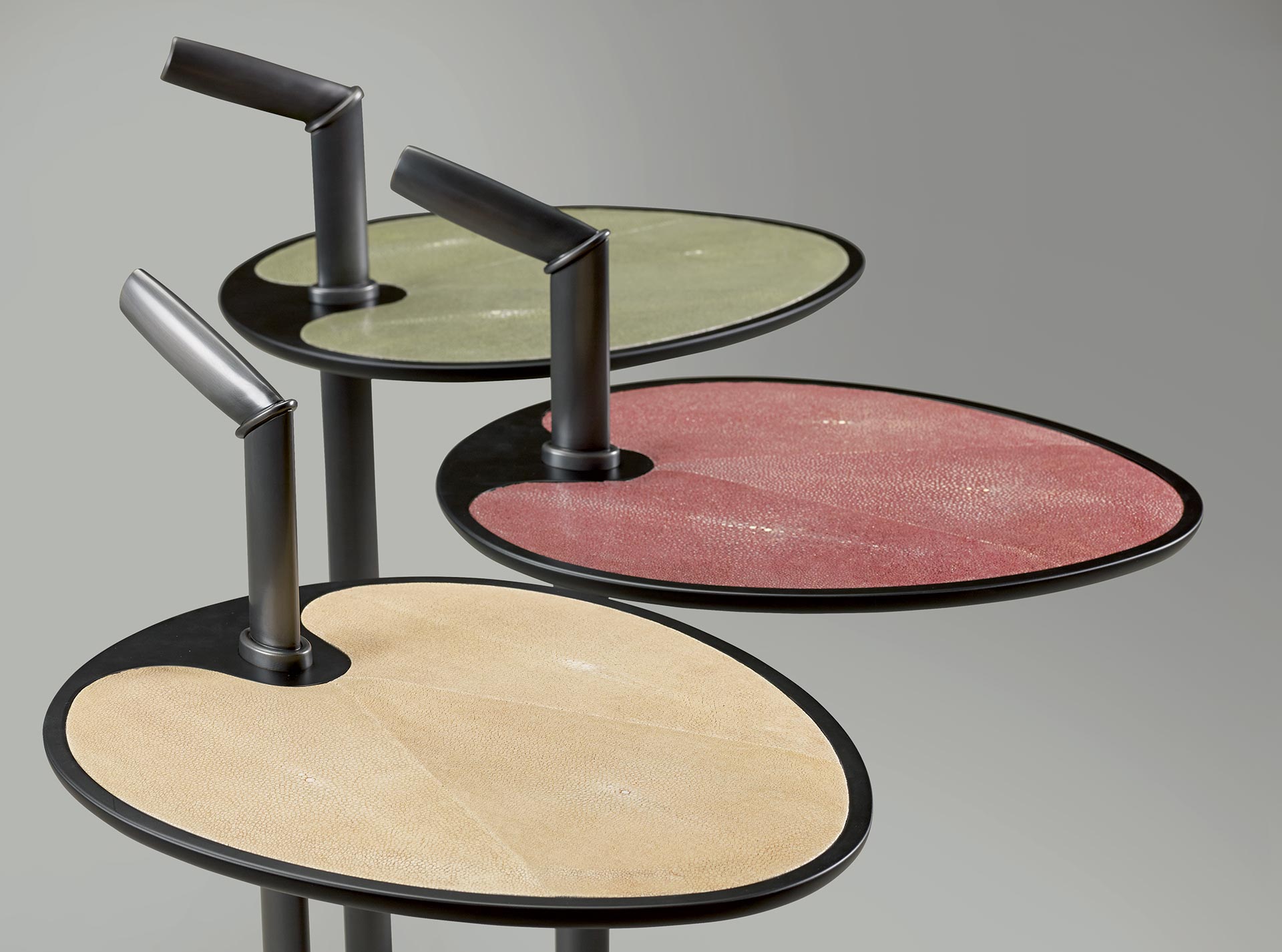 Bip Bip is a bronze small table with bronze, leather or galuchat, from Promemoria's catalogue | Promemoria