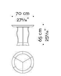 Dimensioni di Erasmo, tavolino circolare in bronzo con top in legno o pelle, del catalogo di Promemoria | Promemoria