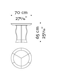 Dimensions of Erasmo, a circular bronze small table with wooden or leather top, from Promemoria's catalogue | Promemoria