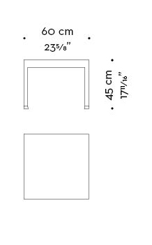 Dimensions of Gong, a bronze small table with glass top, from Promemoria's catalogue | Promemoria