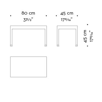 Dimensions of Gong, a bronze small table with glass top, from Promemoria's catalogue | Promemoria