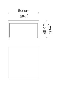 Dimensions of Gong, a bronze small table with glass top, from Promemoria's catalogue | Promemoria