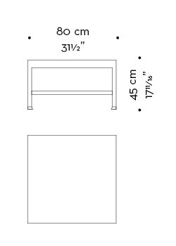 Dimensions of Gong, a bronze small table with glass top, from Promemoria's catalogue | Promemoria