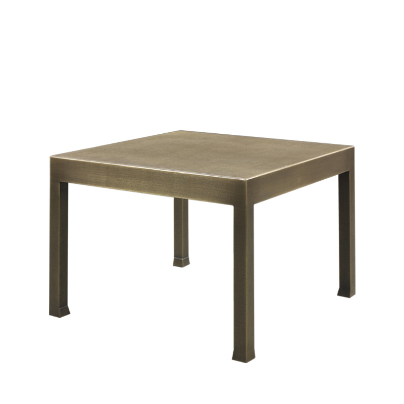 Gong is a bronze small table with glass top, from Promemoria's catalogue | Promemoria