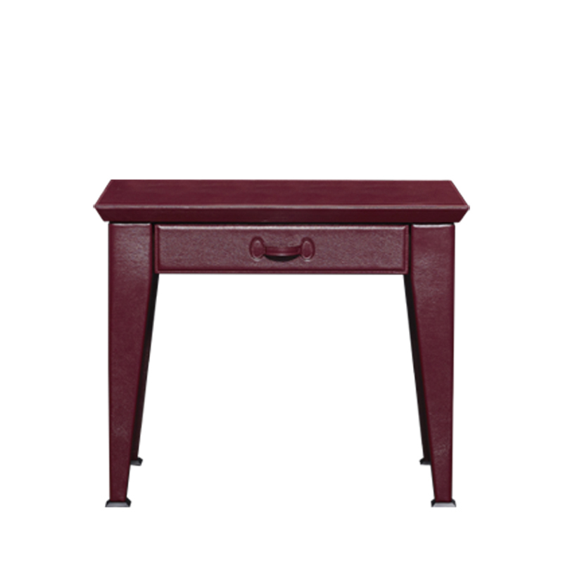 Theo is a small table with drawer and bronze feet and knobs, covered in leather, from Promemoria's catalogue | Promemoria