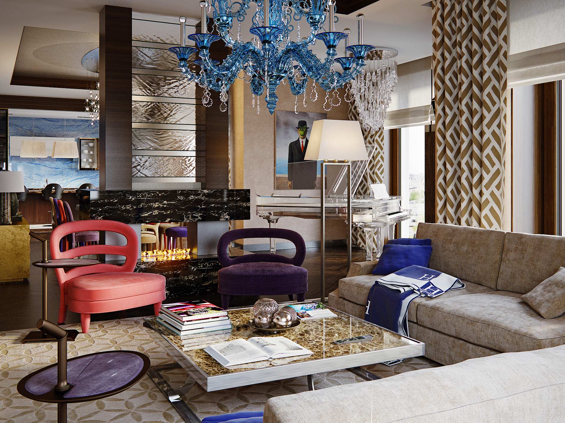Living room in a private residence in Moscow furnished with Promemoria | Promemoria