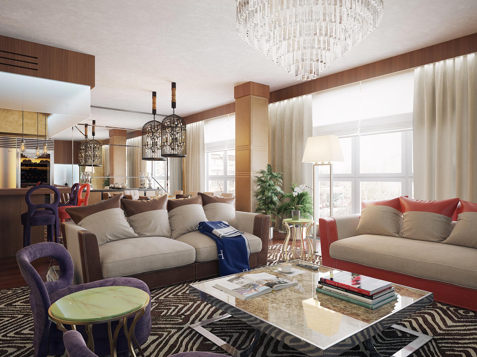 Living room in a private residence in Moscow furnished with Promemoria | Promemoria