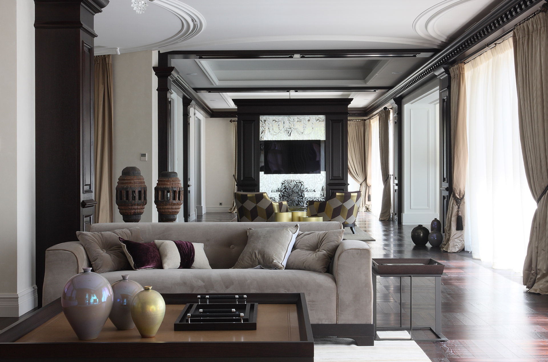 Living room in a private residence in Moscow furnished with Promemoria | Promemoria