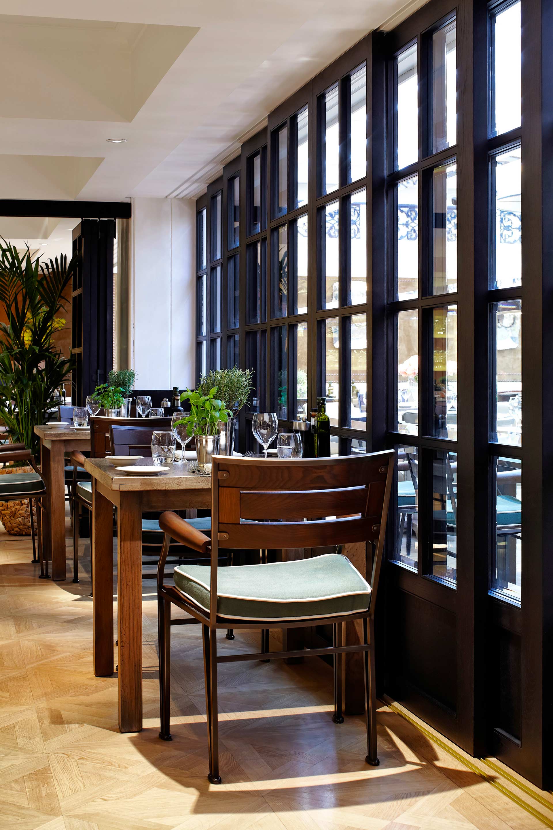 Dining room of the Novikov restaurant in London furnished with Promemoria | Promemoria